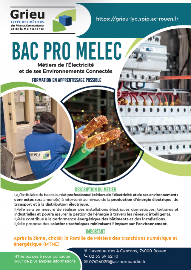 BAC PRO MELEC - Lycée Des Métiers Les 4 Cantons - Grieu